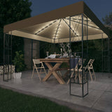 Vidaxl prieel met led-lichtslinger 3x3 m stof taupe