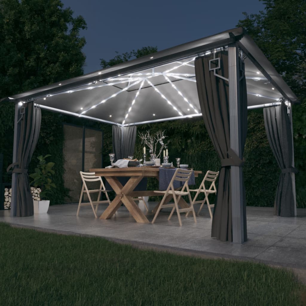 Vidaxl Arbor avec rideau LED GARLAND GARLAND 4X3 M AUMINIM Anthracite