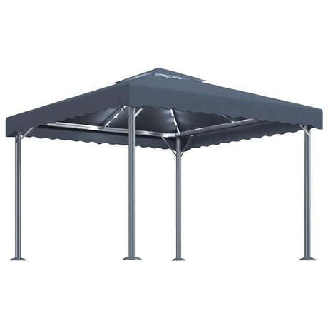 Vidaxl prieel met led-lichtslinger 300x300 cm aluminium antracietkleur