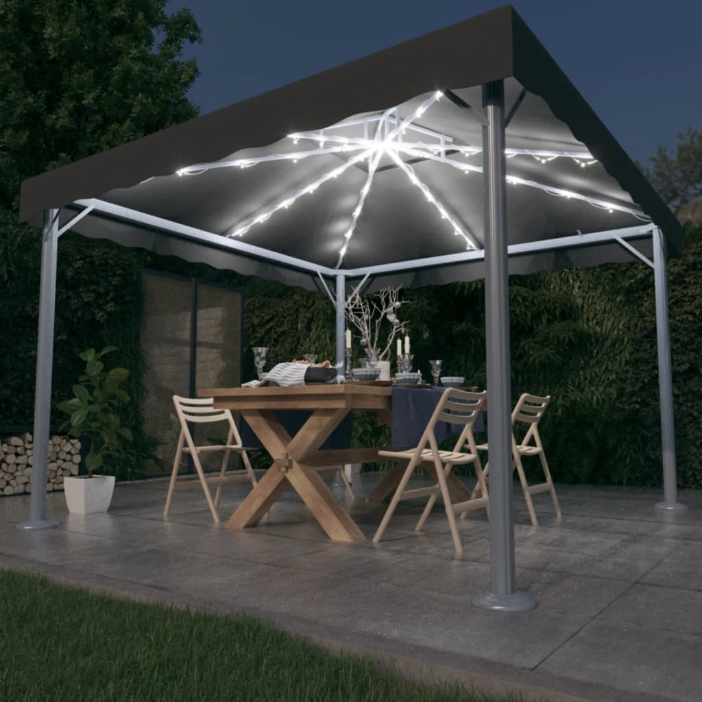 Vidaxl arbor with LED light garland 300x300 cm aluminum anthracite color