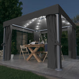 Vidaxl arbor with curtain and LED light garland 3x3 m anthracite-colored