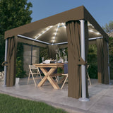 Vidaxl arbor with curtain and LED light garland 3x3 m Taupe