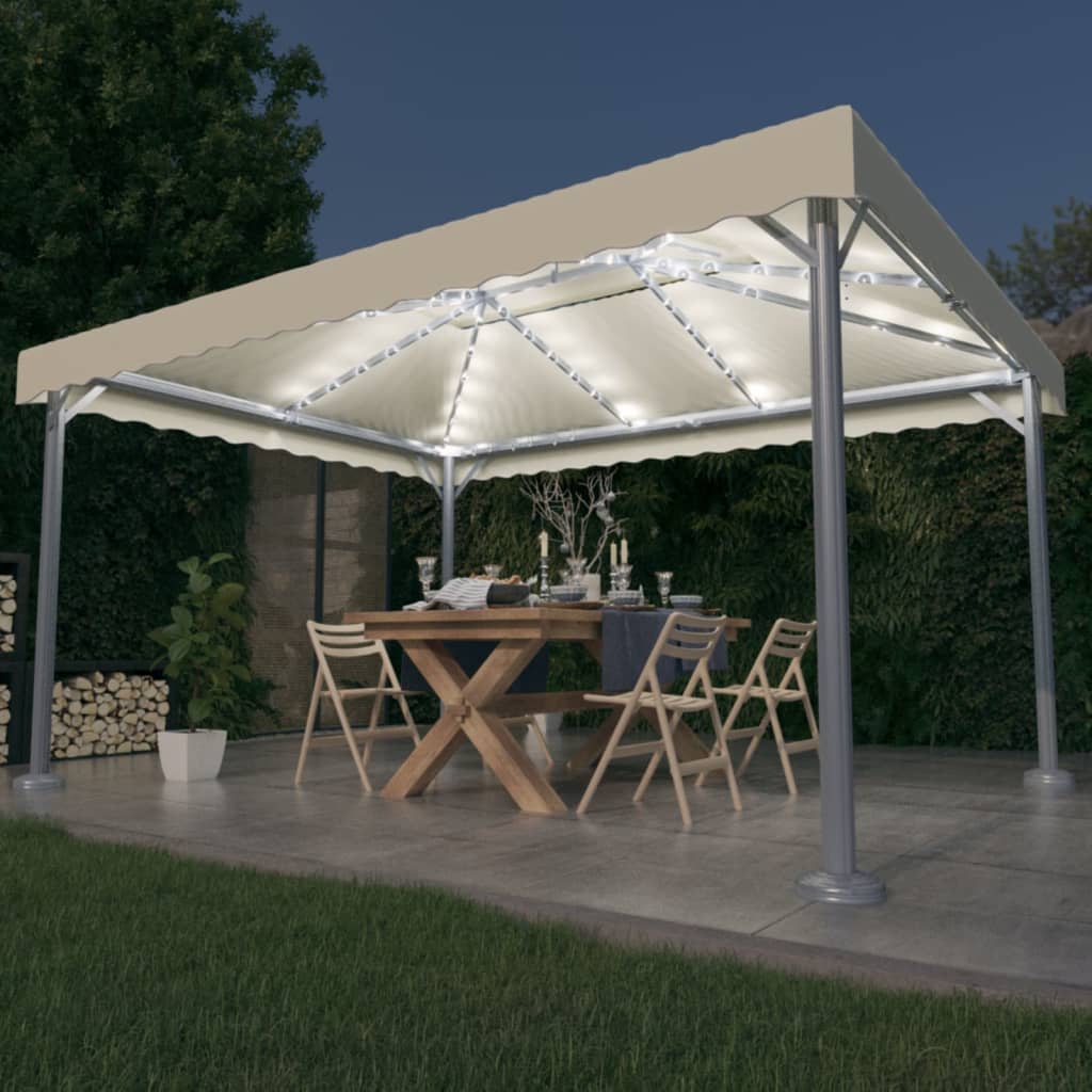 Vidaxl arbor with LED light garland 400x300 cm aluminum cream-colored