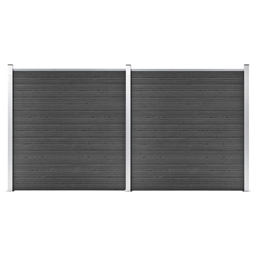 Vidaxl Fence Panel Set 353x186 cm HKC sort