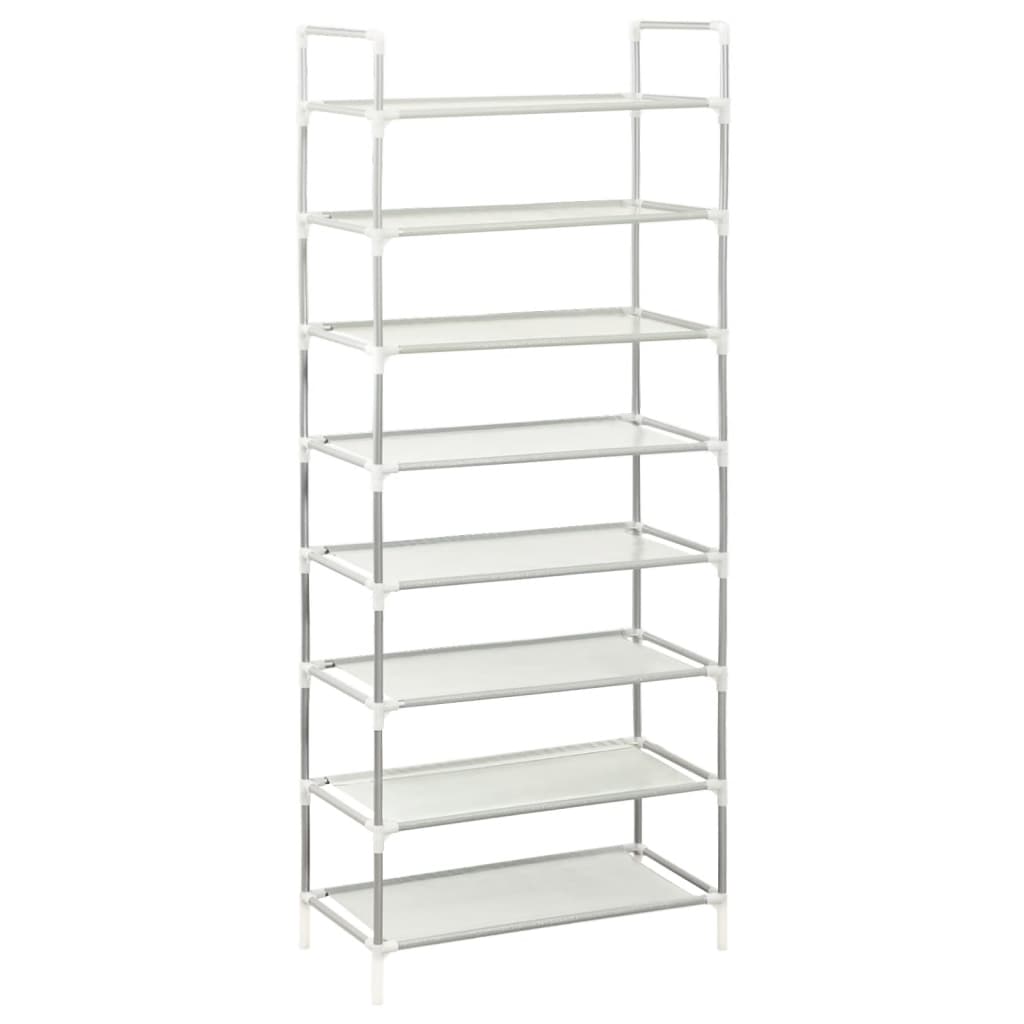 Vidaxl shoe rack with 8 shelves of metal and nonwoven fabric silver color