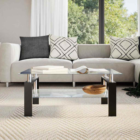 Vidaxl salontafel 95x55x40 cm gehard glas transparant en grijs