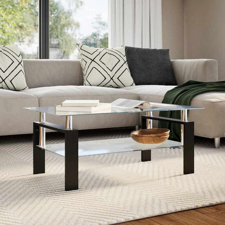 Vidaxl salontafel 95x55x40 cm gehard glas transparant en grijs