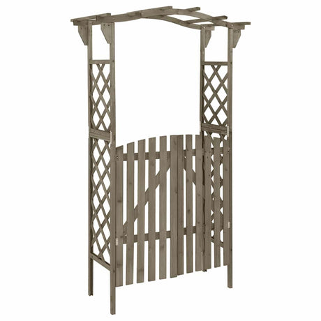 Vidaxl pergola met poort 116x40x204 cm massief vurenhout grijs