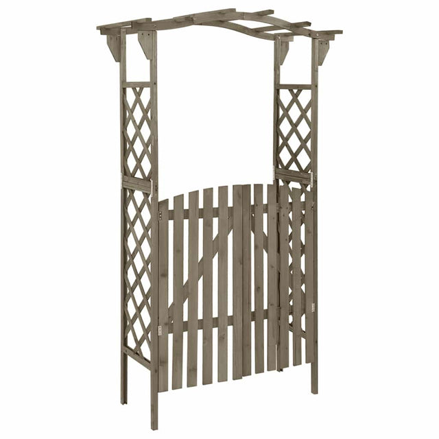 Vidaxl pergola met poort 116x40x204 cm massief vurenhout grijs