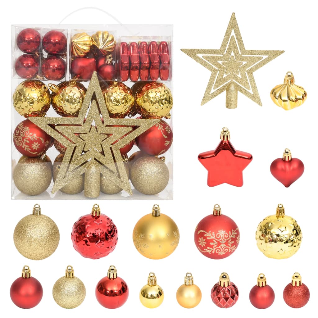 Vidaxl 70-teilige Weihnachtskugel Set Gold und Rot