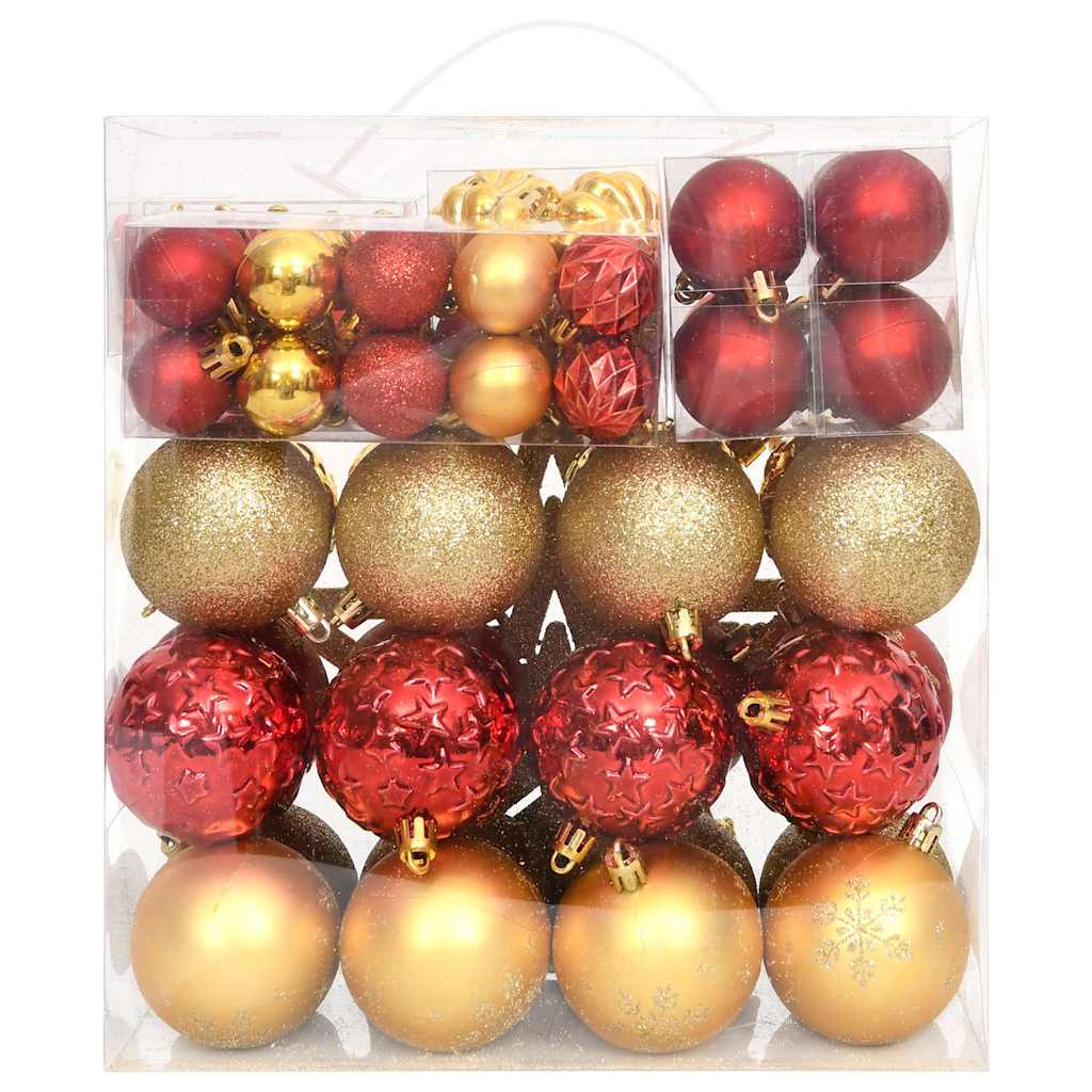 Vidaxl 70-delige kerstballenset goud en rood