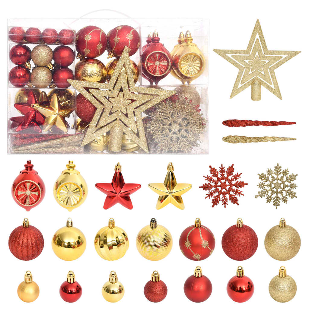 VidaXL 108-delige Kerstballenset goud en rood