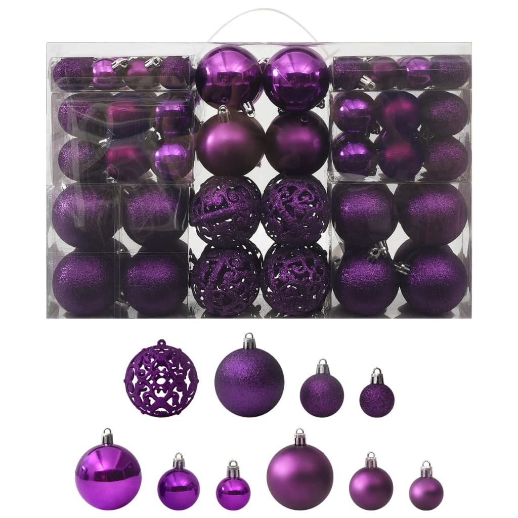 Vidaxl 100-piece Christmas ball set Purple