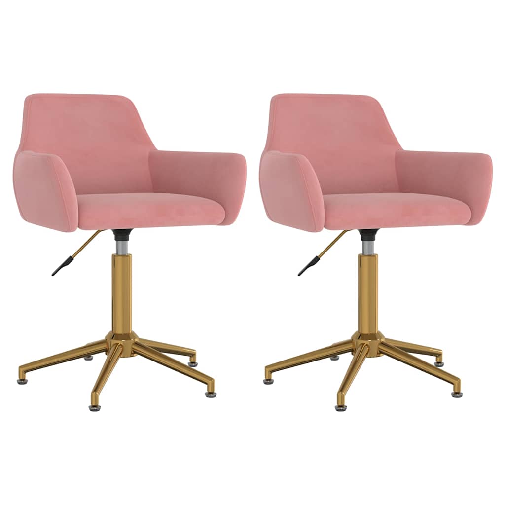 Vidaxl eetkamerstoelen draaibaar 2 st fluweel roze