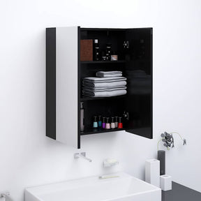 Vidaxl badkamerkast met spiegel 60x15x75 cm mdf glanzend zwart