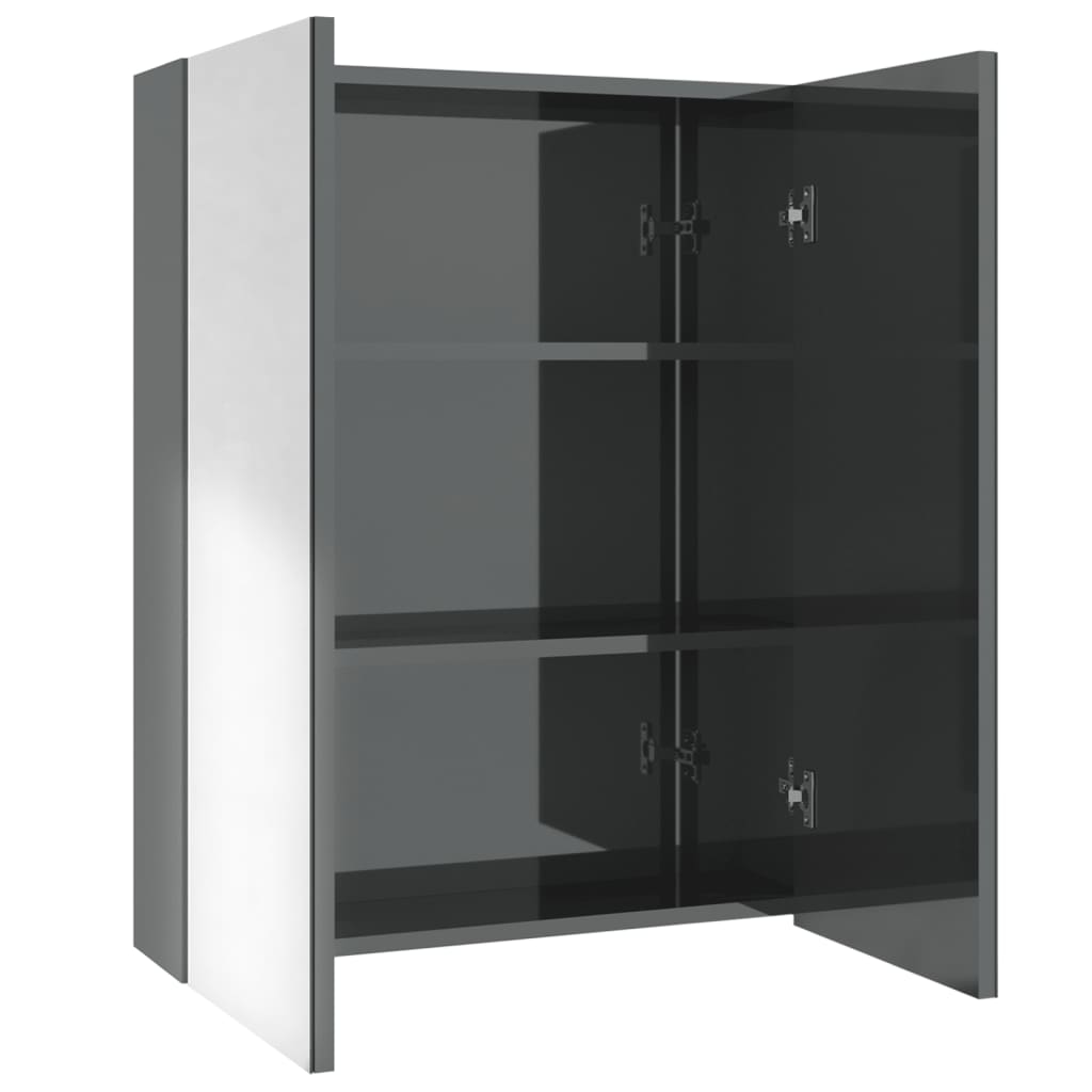 Vidaxl badkamerkast met spiegel 60x15x75 cm mdf glanzend grijs