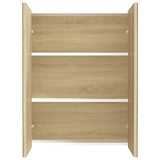 Vidaxl badkamerkast met spiegel 60x15x75 cm mdf wit en eikenkleurig