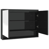 Vidaxl badkamerkast met spiegel 80x15x60 cm mdf glanzend zwart