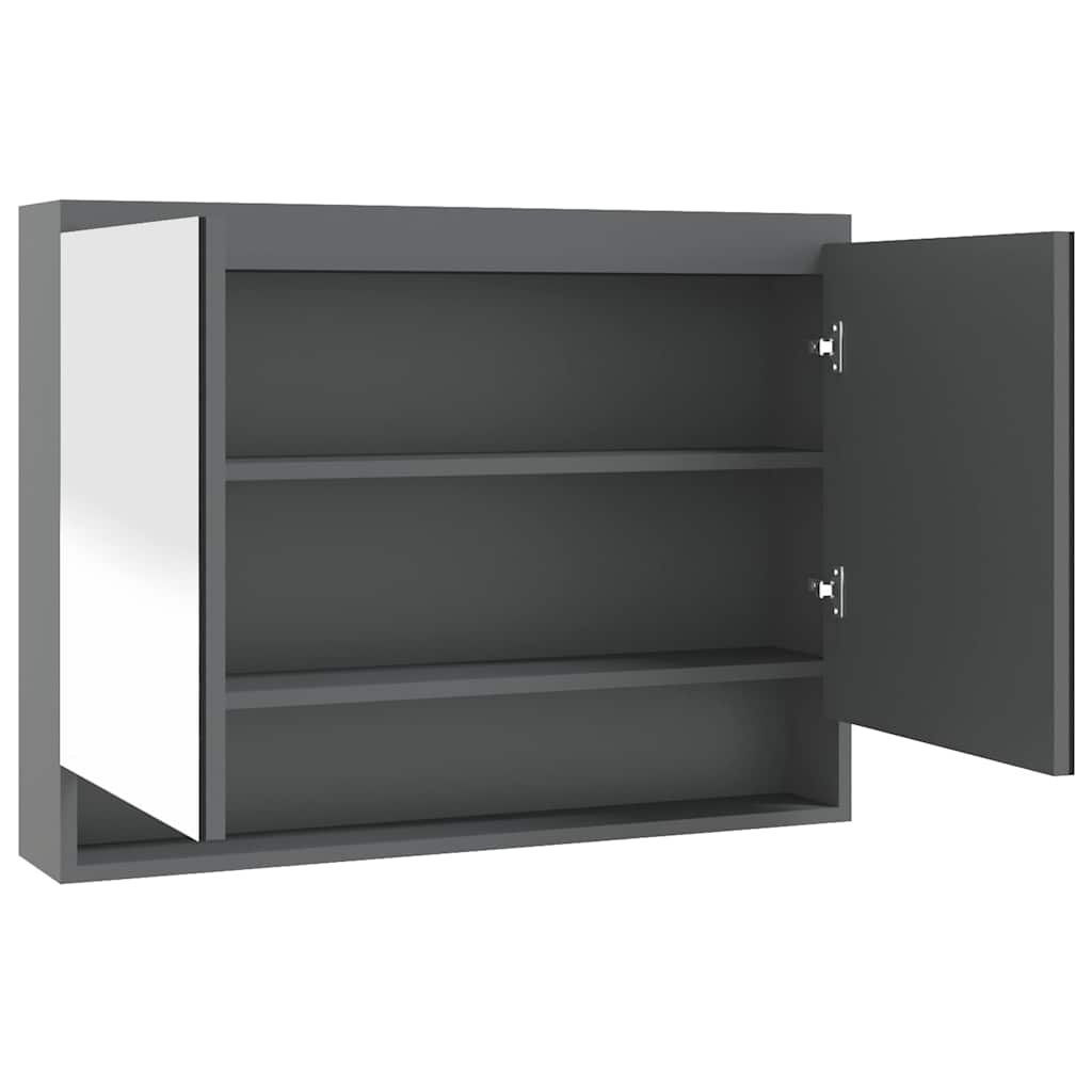 Vidaxl badkamerkast met spiegel 80x15x60 cm mdf grijs