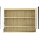 Vidaxl badkamerkast met spiegel 80x15x60 cm mdf wit en eikenkleurig