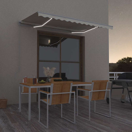 Vidaxl luifel handmatig uittrekbaar met led 300x250 cm crèmekleurig