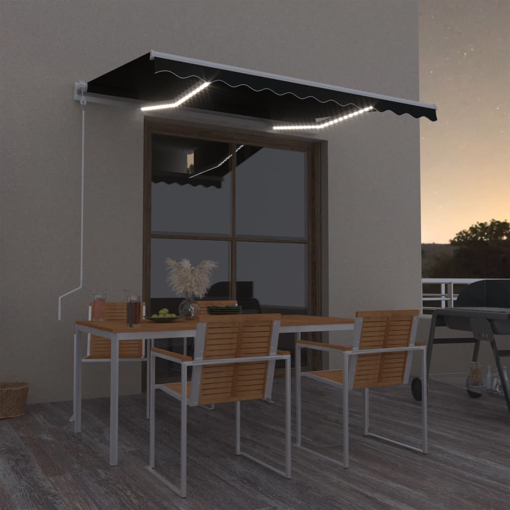 Vidaxl luifel automatisch met led en windsensor 300x250 cm antraciet