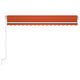 VidaXL Luifel automatisch met LED windsensor 450x300 cm oranje bruin