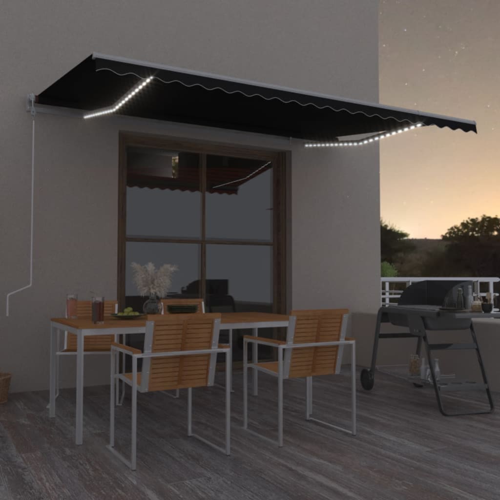 VidaXL Luifel automatisch met LED en windsensor 500x300 cm antraciet