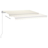 VidaXL Luifel handmatig uittrekbaar met LED 450x350 cm crèmekleurig