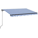 Vidaxl luifel handmatig uittrekbaar met led 350x250 cm blauw en wit