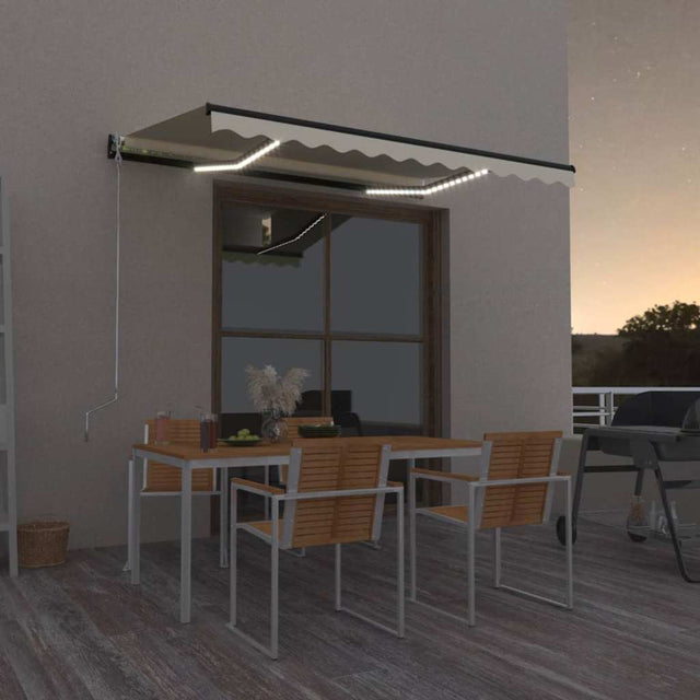 Vidaxl luifel handmatig uittrekbaar met led 350x250 cm geel en wit
