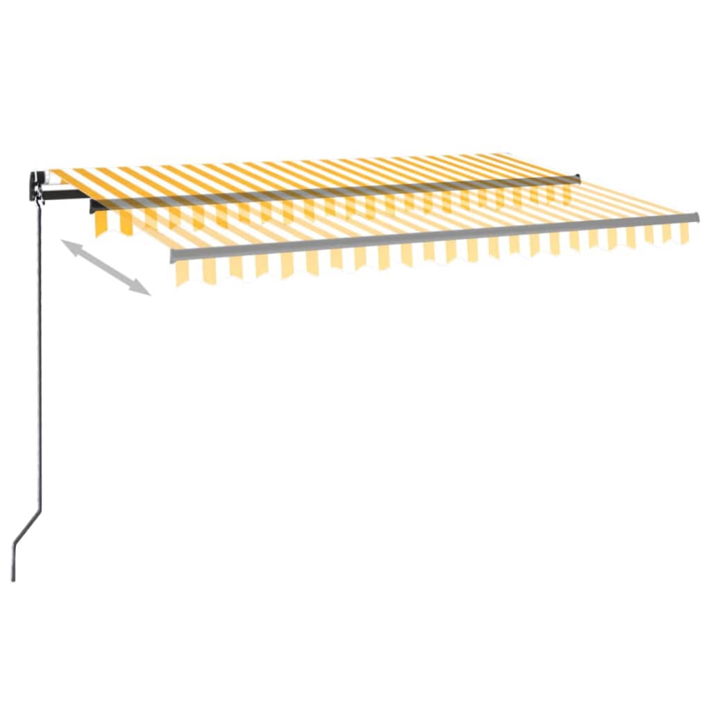 VidaXL Luifel handmatig uittrekbaar met LED 450x300 cm geel en wit