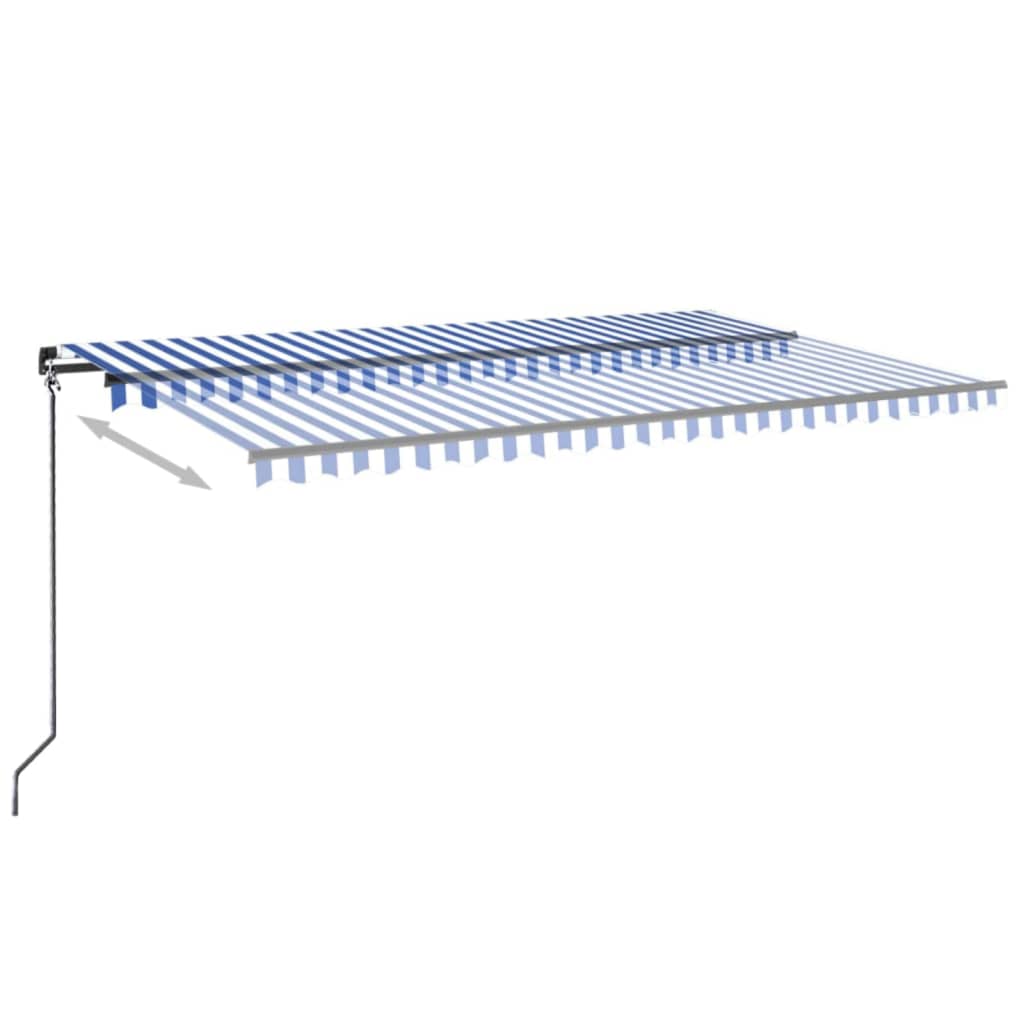 VidaXL Luifel handmatig uittrekbaar met LED 500x300 cm blauw en wit