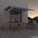 VidaXL Luifel automatisch met LED en windsensor 500x300 cm blauw wit
