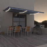 VidaXL Luifel automatisch met LED en windsensor 600x300 cm blauw wit