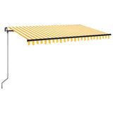 VidaXL Luifel handmatig uittrekbaar 400x350 cm geel en wit