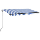VidaXL Luifel handmatig uittrekbaar met LED 400x350 cm blauw en wit