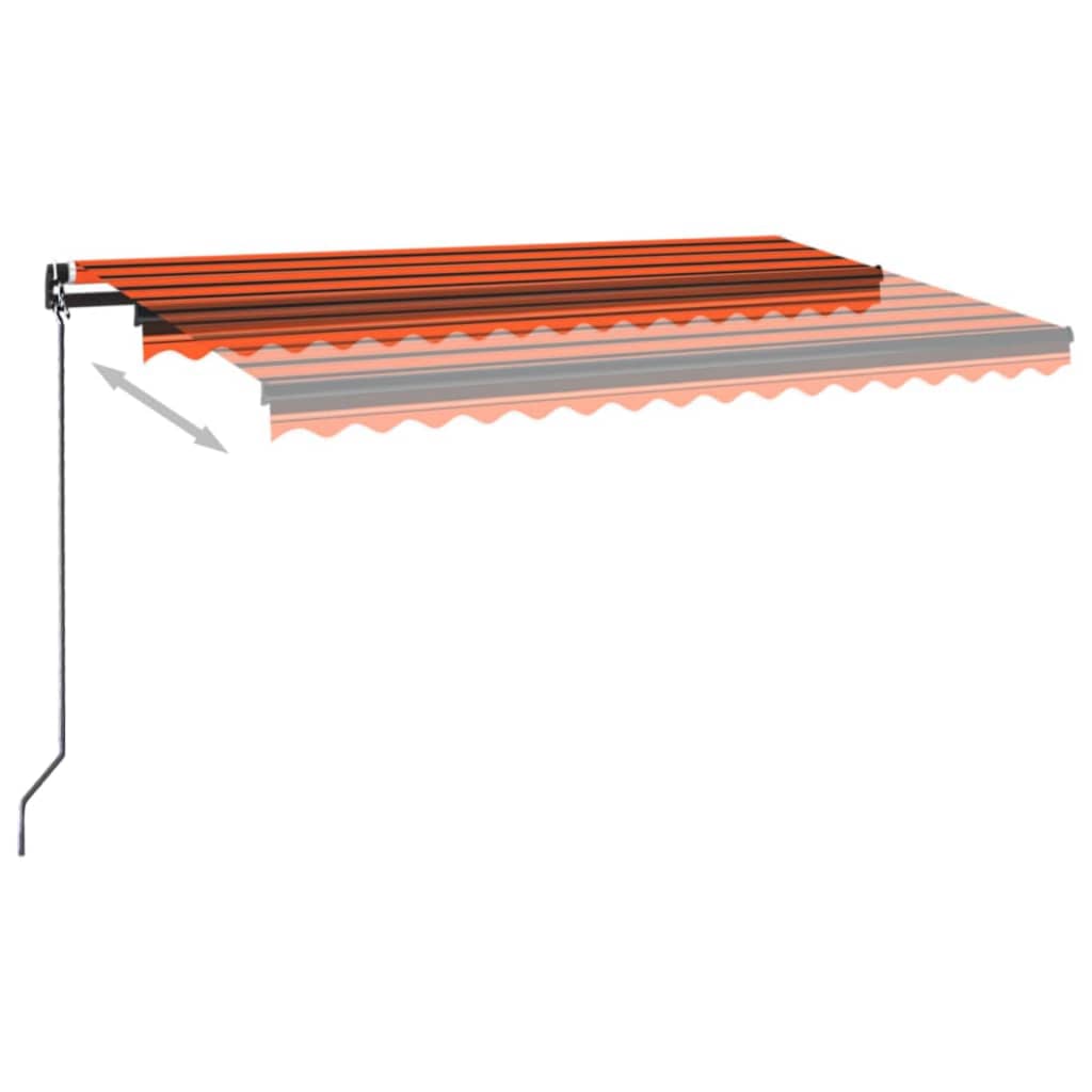 VidaXL Luifel handmatig uittrekbaar met LED 400x350 cm oranje en bruin