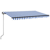 VidaXL Luifel handmatig uittrekbaar 450x350 cm blauw en wit