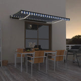 VidaXL Luifel automatisch met LED en windsensor 450x350 cm blauw wit