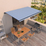 VidaXL Luifel handmatig uittrekbaar 500x350 cm blauw en wit