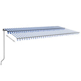 VidaXL Luifel handmatig uittrekbaar met LED 600x350 cm blauw en wit