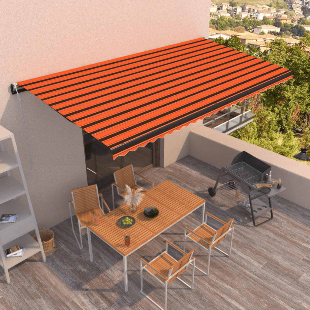 VidaXL Luifel automatisch met LED windsensor 600x350 cm oranje bruin
