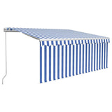 Vidaxl luifel handmatig uittrekbaar rolgordijn led 3x2,5 m blauw wit