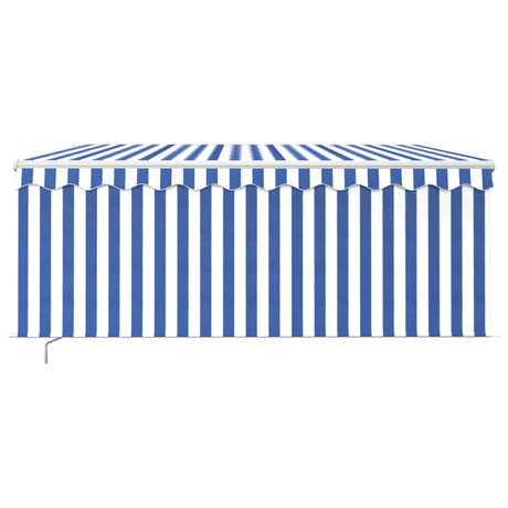Vidaxl luifel handmatig uittrekbaar rolgordijn led 3x2,5 m blauw wit