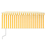 Vidaxl luifel automatisch met gordijn led windsensor 3x2,5 m geel wit
