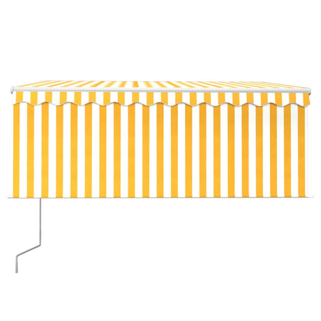 Vidaxl luifel automatisch met gordijn led windsensor 3x2,5 m geel wit