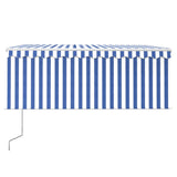 VidaXL Luifel automatisch uittrekbaar rolgordijn 3,5x2,5 m blauw wit