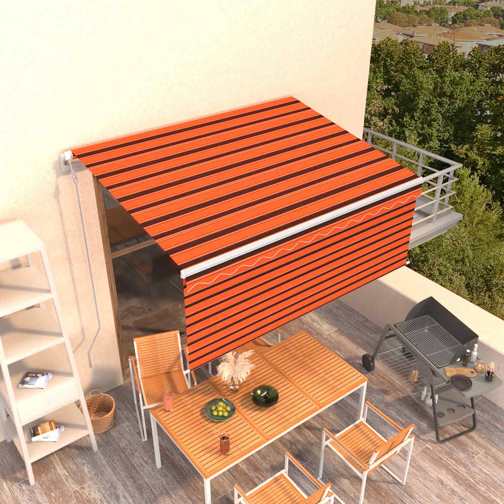 Vidaxl luifel automatisch uittrekbaar rolgordijn 3,5x2,5m oranje bruin