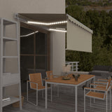 Vidaxl luifel automatisch rolgordijn led windsensor 3,5x2,5 m crème